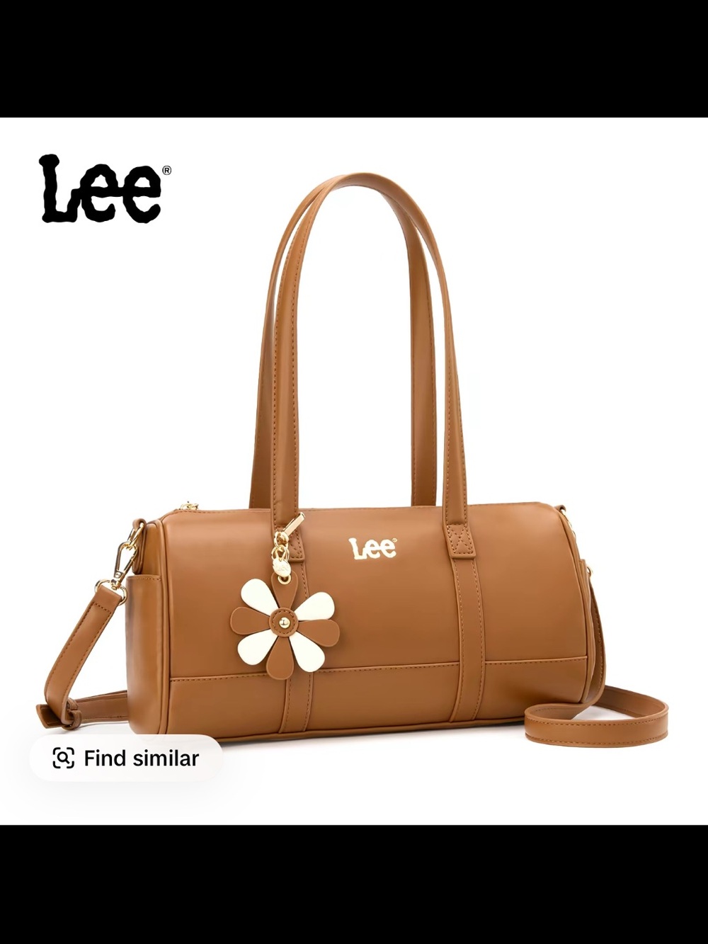 Lee Tan Barrel Tote with Flower Charm